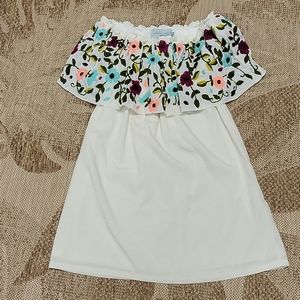 Judith March White Floral Strapless Dress M